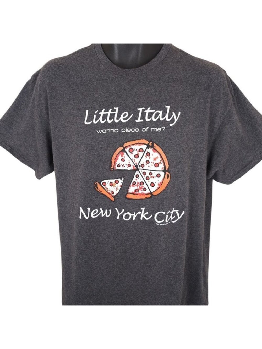 Little Italy T Shirt Mens Size Large Gray New York City NYC Pizza - Picture 2 of 6